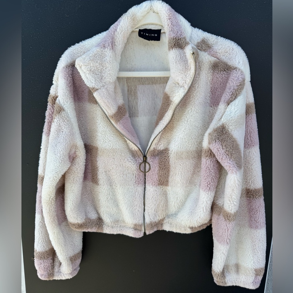women’s plaid fleece jacket